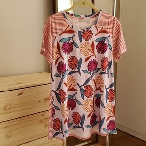 NWOT LOGO printed floral Rayon 230 with Contrast stripe NWOT